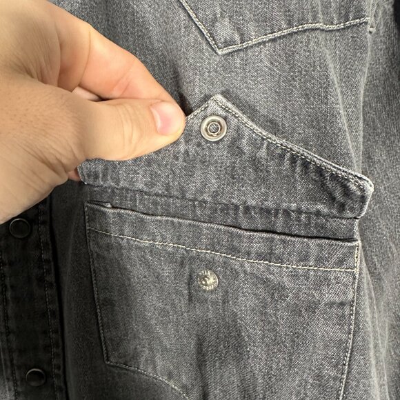 Ralph Lauren Double RL Washed Gray Pearl Snap Western Shirt Size Medium - Picture 4 of 7